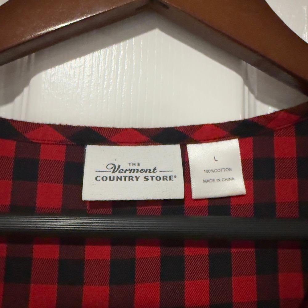 The Vermont Country Store Red Black Buffalo Plaid Midi‎ Dress L Cottagecore - Picture 7 of 8